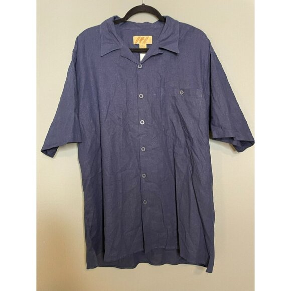 VTG DEADSTOCK NOS Trutus Biancarra Men's XL Linen Blend Short Sleeve Button-Up S - Picture 1 of 9